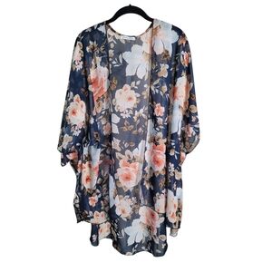 Emory Park Navy Floral Open-Front Kimono/Duster/Cardigan